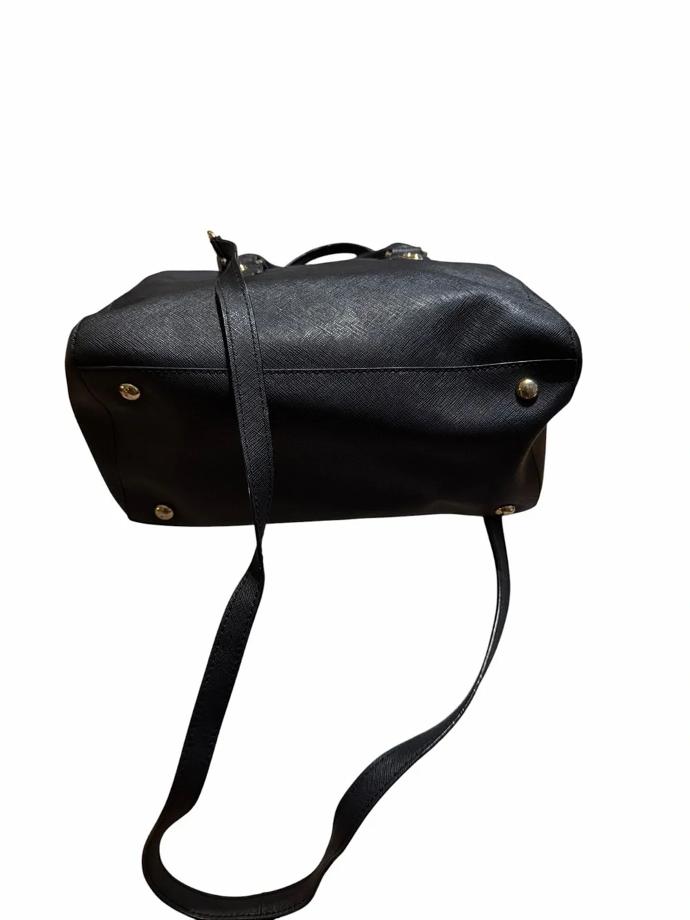 Michael Kors Black Leather Satchel with Gold Hardware